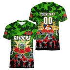 Personalized Raiders ANZAC Day Women V-Neck T-Shirt Australian Army - Lest We Forget