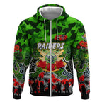 Personalized Raiders ANZAC Day Zip Hoodie Australian Army - Lest We Forget