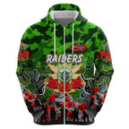 Personalized Raiders ANZAC Day Zip Hoodie Australian Army - Lest We Forget