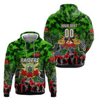 Personalized Raiders ANZAC Day Zip Hoodie Australian Army - Lest We Forget