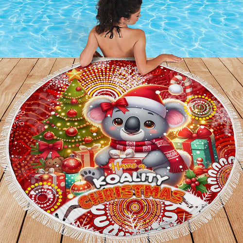 Koality Christmas Beach Blanket Cute Aussie Koala Holiday - Aussie Hoodie