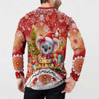 Koality Christmas Button Sweatshirt Cute Aussie Koala Holiday - Aussie Hoodie