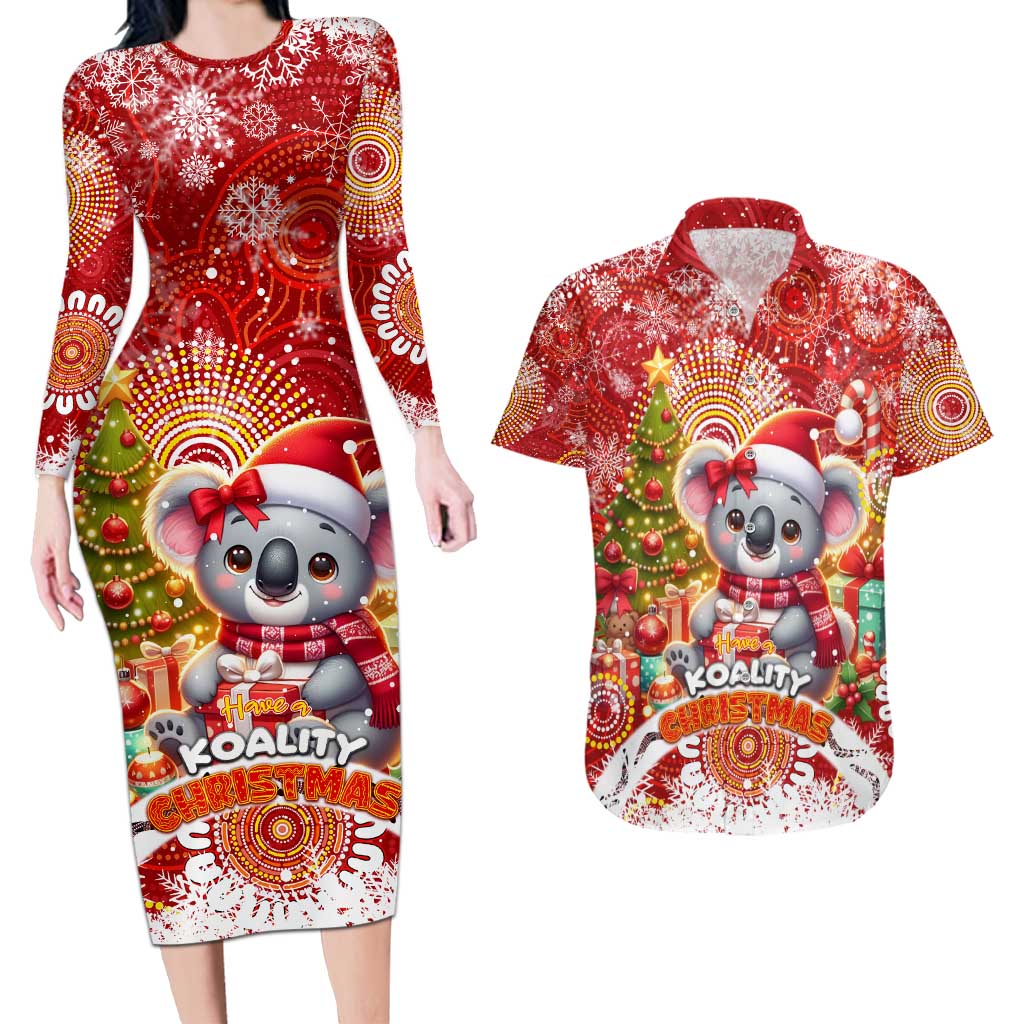 Koality Christmas Couples Matching Long Sleeve Bodycon Dress and Hawaiian Shirt Cute Aussie Koala Holiday - Aussie Hoodie