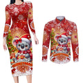 Koality Christmas Couples Matching Long Sleeve Bodycon Dress and Long Sleeve Button Shirt Cute Aussie Koala Holiday - Aussie Hoodie