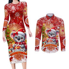 Koality Christmas Couples Matching Long Sleeve Bodycon Dress and Long Sleeve Button Shirt Cute Aussie Koala Holiday - Aussie Hoodie