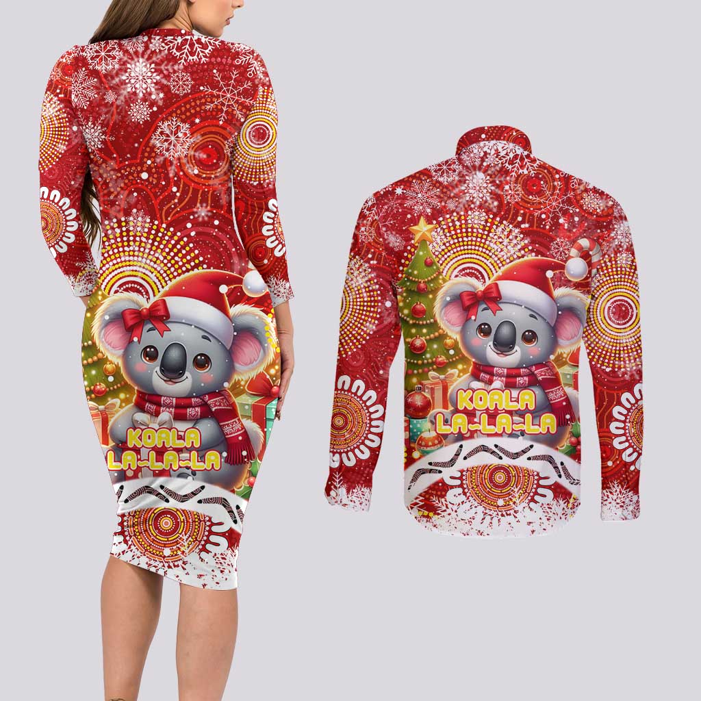Koality Christmas Couples Matching Long Sleeve Bodycon Dress and Long Sleeve Button Shirt Cute Aussie Koala Holiday - Aussie Hoodie