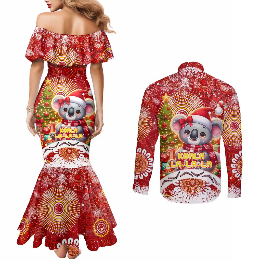Koality Christmas Couples Matching Mermaid Dress and Long Sleeve Button Shirt Cute Aussie Koala Holiday - Aussie Hoodie