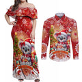 Koality Christmas Couples Matching Off Shoulder Maxi Dress and Long Sleeve Button Shirt Cute Aussie Koala Holiday - Aussie Hoodie