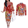 Koality Christmas Couples Matching Off The Shoulder Long Sleeve Dress and Long Sleeve Button Shirt Cute Aussie Koala Holiday - Aussie Hoodie