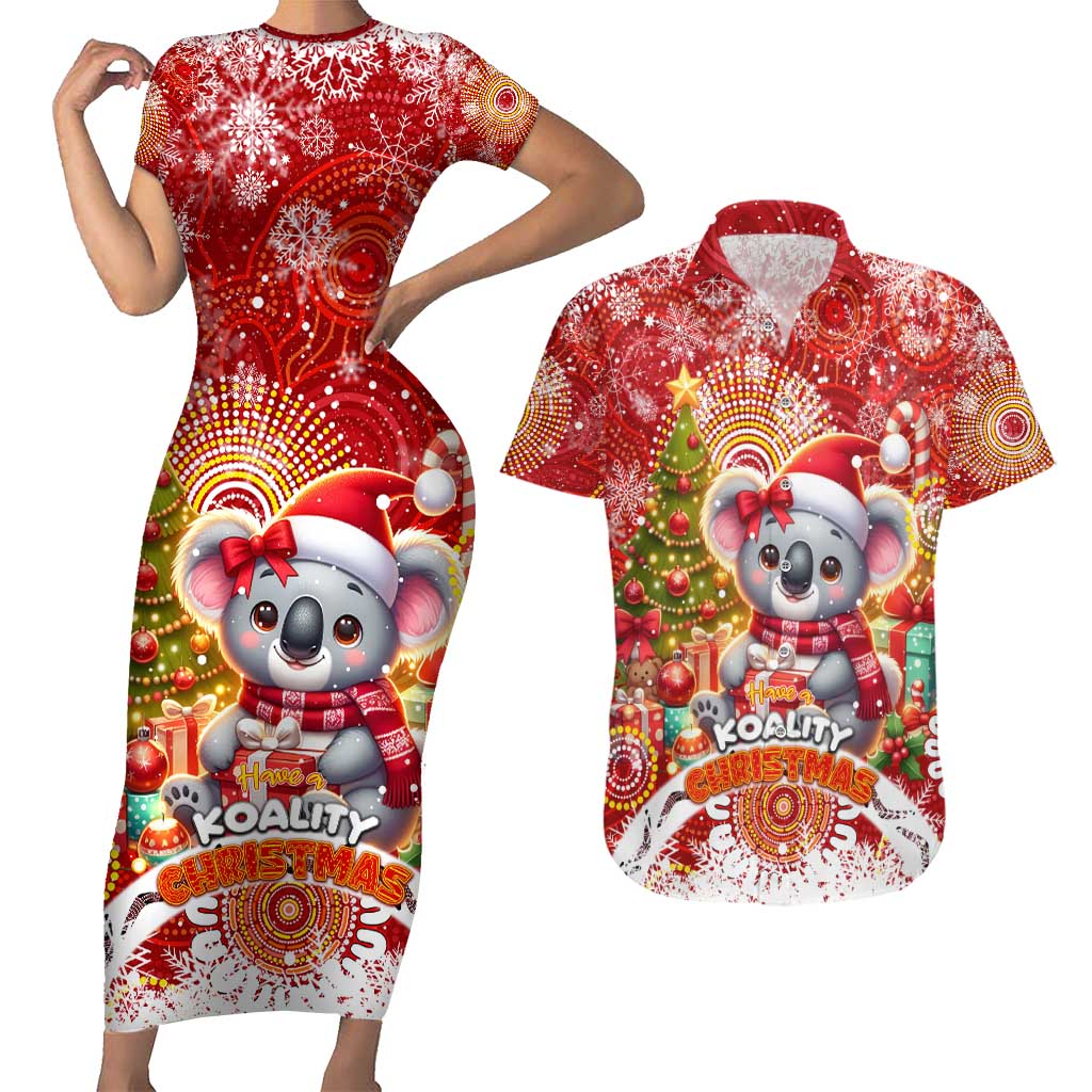 Koality Christmas Couples Matching Short Sleeve Bodycon Dress and Hawaiian Shirt Cute Aussie Koala Holiday - Aussie Hoodie