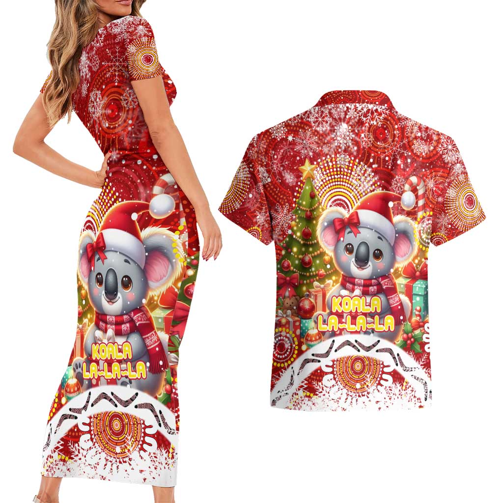 Koality Christmas Couples Matching Short Sleeve Bodycon Dress and Hawaiian Shirt Cute Aussie Koala Holiday - Aussie Hoodie