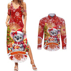 Koality Christmas Couples Matching Summer Maxi Dress and Long Sleeve Button Shirt Cute Aussie Koala Holiday - Aussie Hoodie