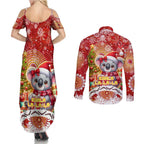 Koality Christmas Couples Matching Summer Maxi Dress and Long Sleeve Button Shirt Cute Aussie Koala Holiday - Aussie Hoodie