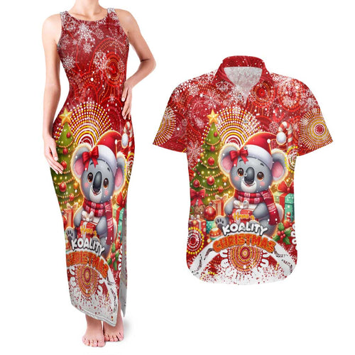 Koality Christmas Couples Matching Tank Maxi Dress and Hawaiian Shirt Cute Aussie Koala Holiday - Aussie Hoodie