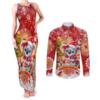 Koality Christmas Couples Matching Tank Maxi Dress and Long Sleeve Button Shirt Cute Aussie Koala Holiday - Aussie Hoodie