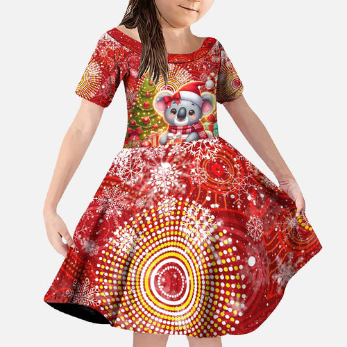 Koality Christmas Family Matching Off The Shoulder Long Sleeve Dress and Hawaiian Shirt Cute Aussie Koala Holiday - Aussie Hoodie