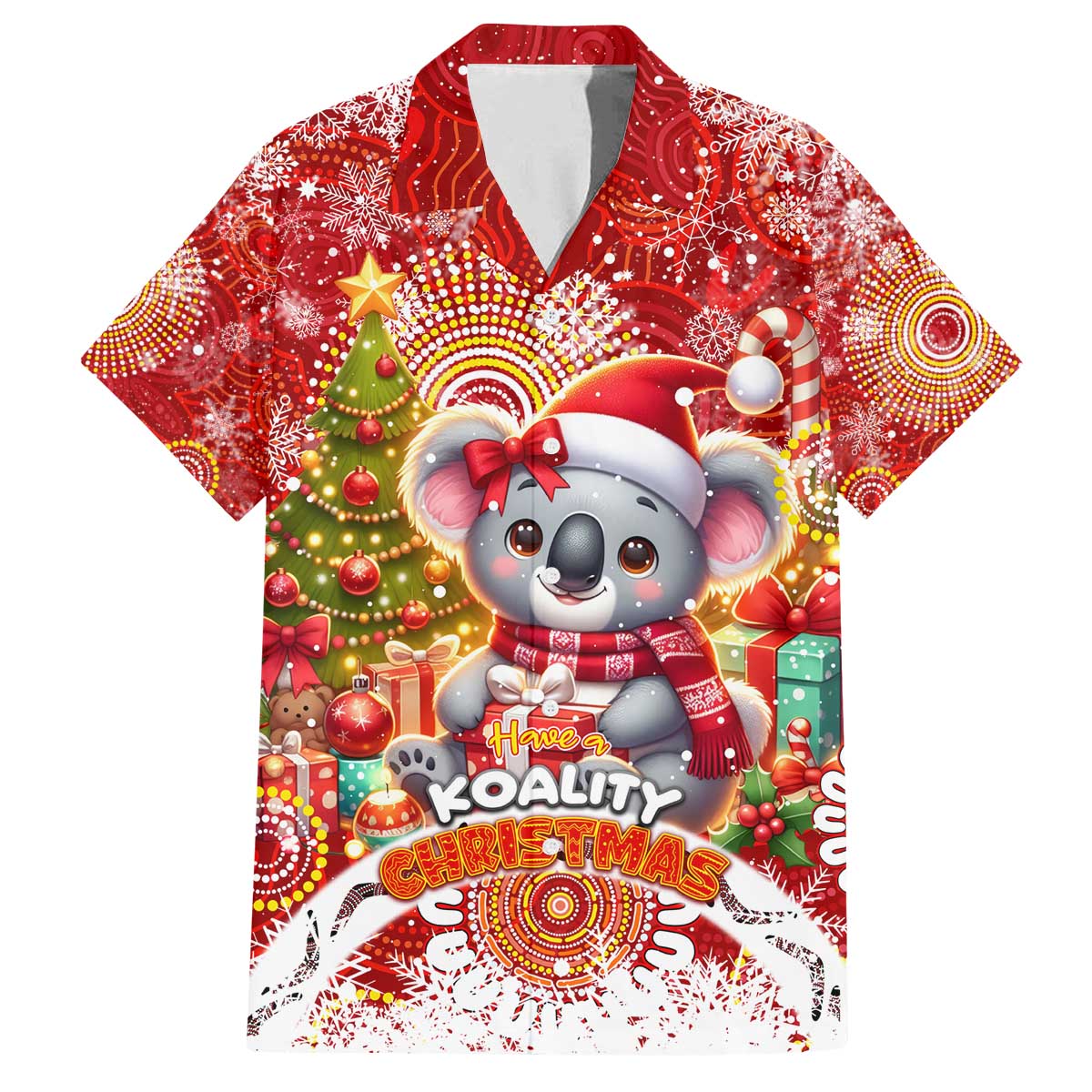 Koality Christmas Family Matching Off The Shoulder Long Sleeve Dress and Hawaiian Shirt Cute Aussie Koala Holiday - Aussie Hoodie