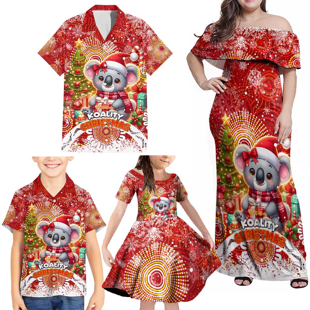 Koality Christmas Family Matching Off Shoulder Maxi Dress and Hawaiian Shirt Cute Aussie Koala Holiday - Aussie Hoodie