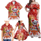 Koality Christmas Family Matching Off Shoulder Maxi Dress and Hawaiian Shirt Cute Aussie Koala Holiday - Aussie Hoodie