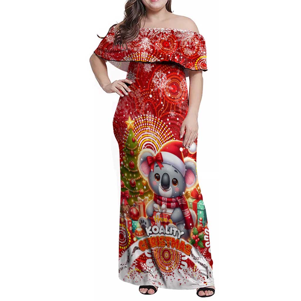 Koality Christmas Family Matching Off Shoulder Maxi Dress and Hawaiian Shirt Cute Aussie Koala Holiday - Aussie Hoodie