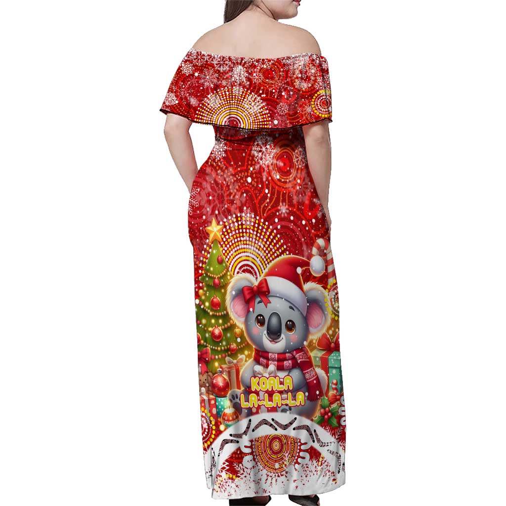 Koality Christmas Family Matching Off Shoulder Maxi Dress and Hawaiian Shirt Cute Aussie Koala Holiday - Aussie Hoodie