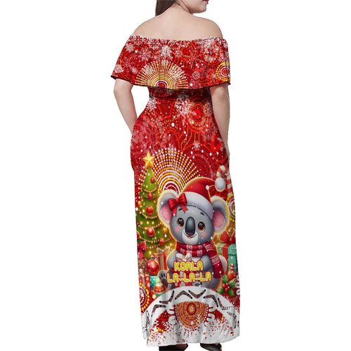 Koality Christmas Family Matching Off Shoulder Maxi Dress and Hawaiian Shirt Cute Aussie Koala Holiday - Aussie Hoodie