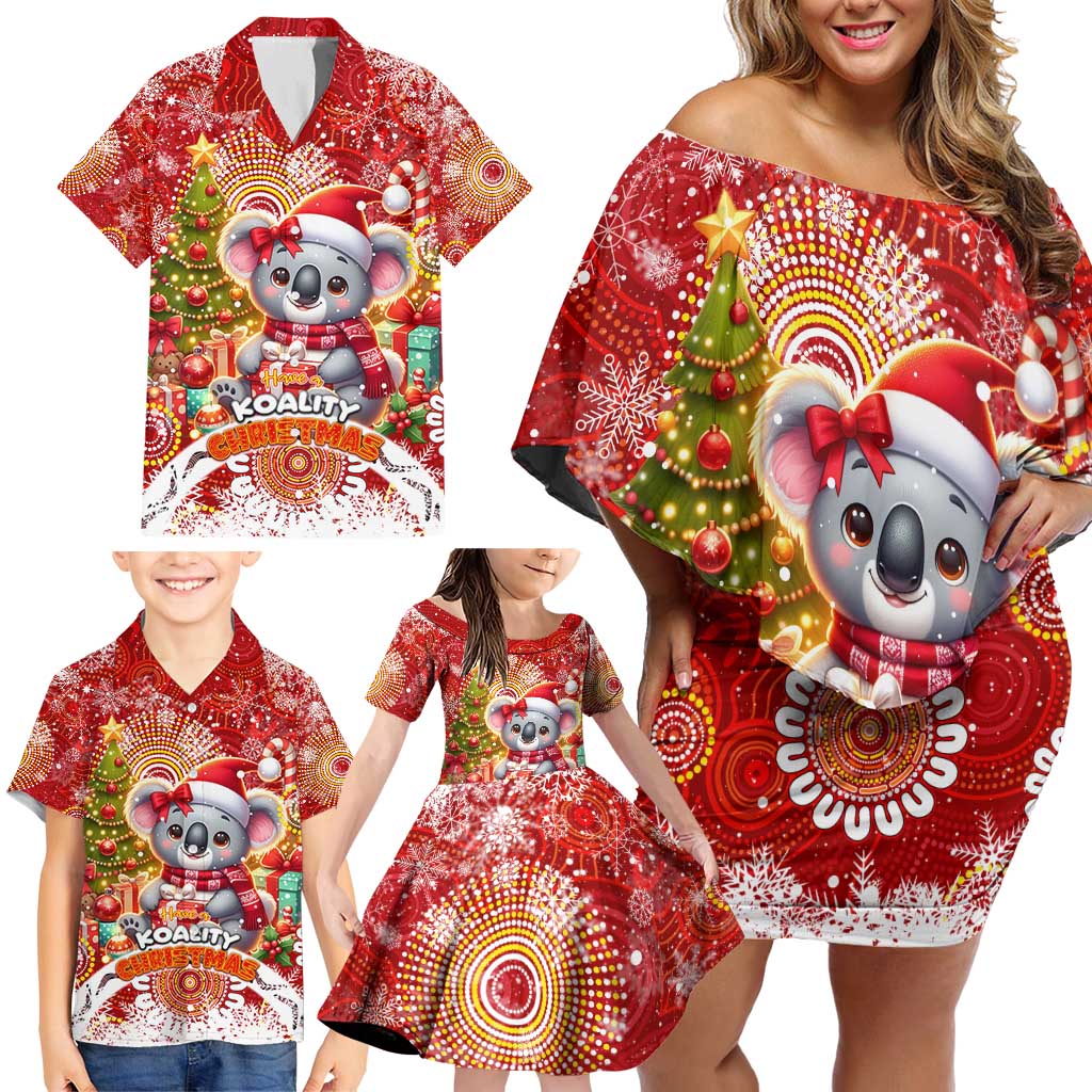 Koality Christmas Family Matching Off Shoulder Short Dress and Hawaiian Shirt Cute Aussie Koala Holiday - Aussie Hoodie