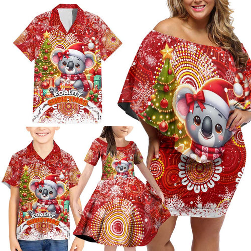 Koality Christmas Family Matching Off Shoulder Short Dress and Hawaiian Shirt Cute Aussie Koala Holiday - Aussie Hoodie