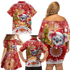 Koality Christmas Family Matching Off Shoulder Short Dress and Hawaiian Shirt Cute Aussie Koala Holiday - Aussie Hoodie