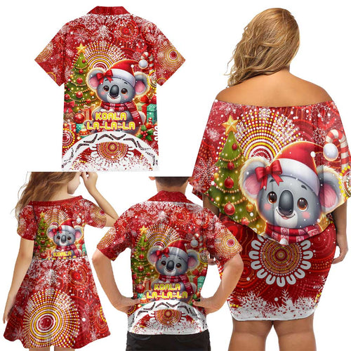Koality Christmas Family Matching Off Shoulder Short Dress and Hawaiian Shirt Cute Aussie Koala Holiday - Aussie Hoodie