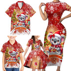 Koality Christmas Family Matching Short Sleeve Bodycon Dress and Hawaiian Shirt Cute Aussie Koala Holiday - Aussie Hoodie