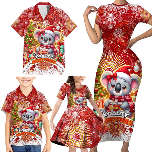 Koality Christmas Family Matching Short Sleeve Bodycon Dress and Hawaiian Shirt Cute Aussie Koala Holiday - Aussie Hoodie