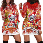 Koality Christmas Hoodie Dress Cute Aussie Koala Holiday - Aussie Hoodie