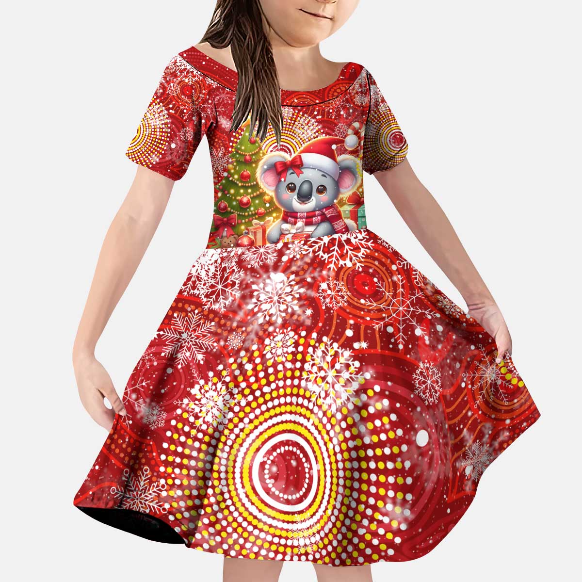 Koality Christmas Kid Short Sleeve Dress Cute Aussie Koala Holiday - Aussie Hoodie