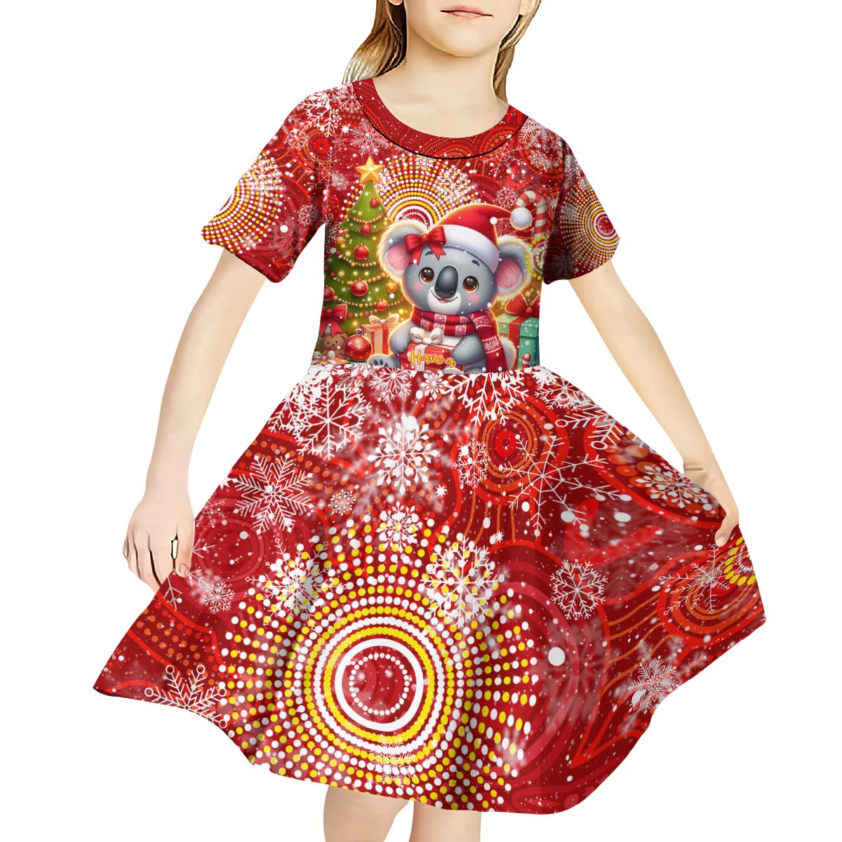 Koality Christmas Kid Short Sleeve Dress Cute Aussie Koala Holiday - Aussie Hoodie