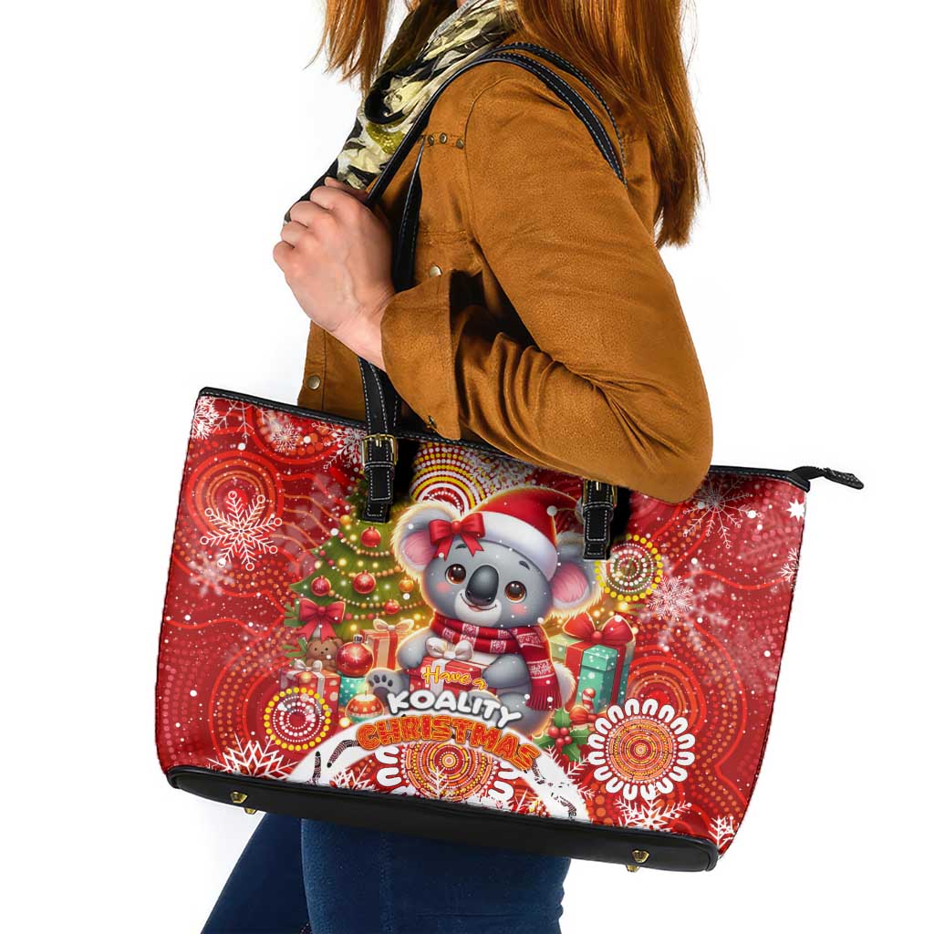 Koality Christmas Leather Tote Bag Cute Aussie Koala Holiday - Aussie Hoodie