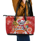 Koality Christmas Leather Tote Bag Cute Aussie Koala Holiday - Aussie Hoodie