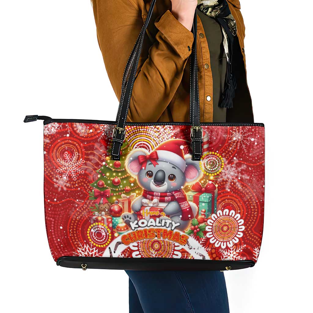 Koality Christmas Leather Tote Bag Cute Aussie Koala Holiday - Aussie Hoodie