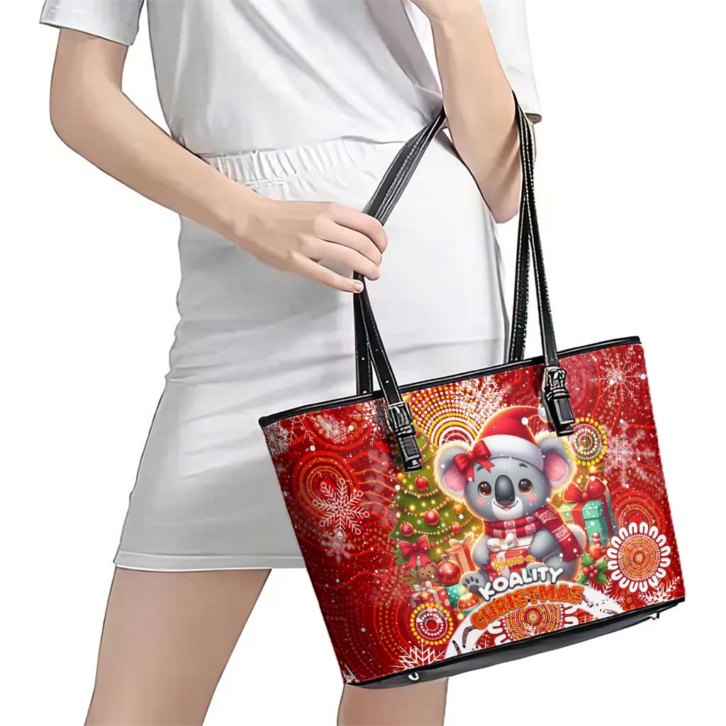 Koality Christmas Leather Tote Bag Cute Aussie Koala Holiday - Aussie Hoodie