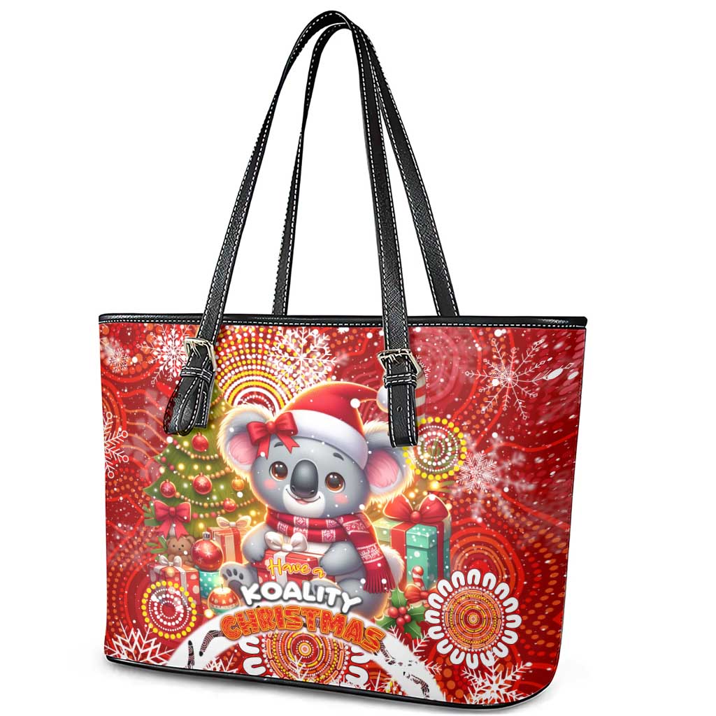 Koality Christmas Leather Tote Bag Cute Aussie Koala Holiday - Aussie Hoodie