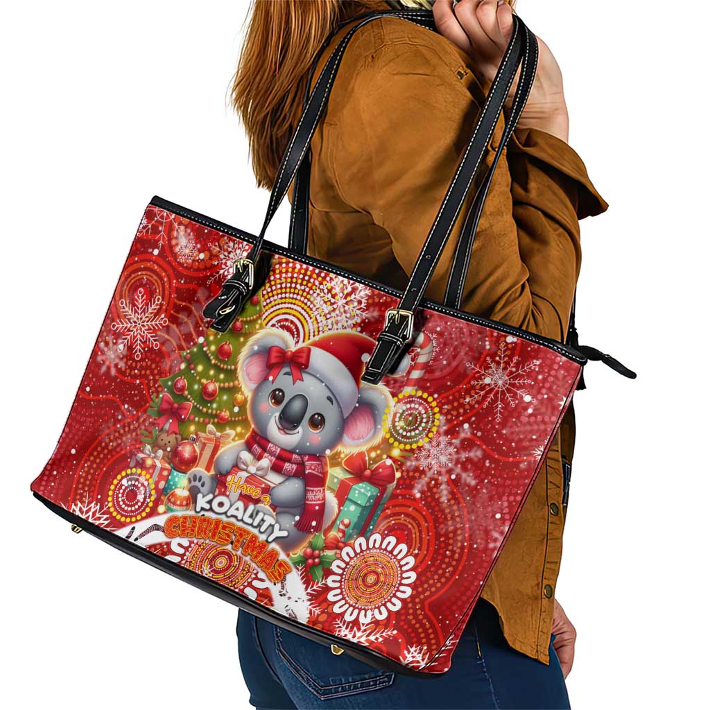 Koality Christmas Leather Tote Bag Cute Aussie Koala Holiday - Aussie Hoodie