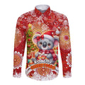 Koality Christmas Long Sleeve Button Shirt Cute Aussie Koala Holiday - Aussie Hoodie