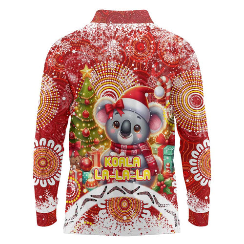 Koality Christmas Long Sleeve Polo Shirt Cute Aussie Koala Holiday - Aussie Hoodie