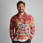 Koality Christmas Long Sleeve Polo Shirt Cute Aussie Koala Holiday - Aussie Hoodie