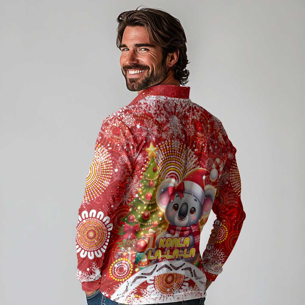 Koality Christmas Long Sleeve Polo Shirt Cute Aussie Koala Holiday - Aussie Hoodie