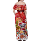 Koality Christmas Off Shoulder Maxi Dress Cute Aussie Koala Holiday - Aussie Hoodie