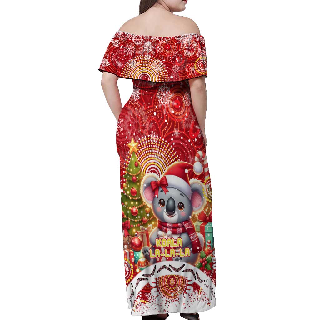 Koality Christmas Off Shoulder Maxi Dress Cute Aussie Koala Holiday - Aussie Hoodie