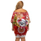 Koality Christmas Off Shoulder Short Dress Cute Aussie Koala Holiday - Aussie Hoodie