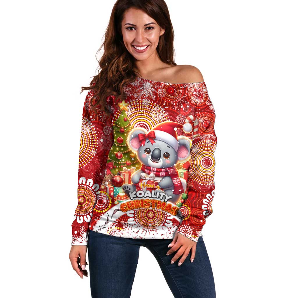 Koality Christmas Off Shoulder Sweater Cute Aussie Koala Holiday - Aussie Hoodie