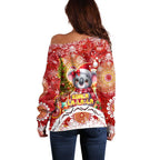 Koality Christmas Off Shoulder Sweater Cute Aussie Koala Holiday - Aussie Hoodie